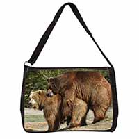 Grizzly Bears in Love Large Black Laptop Shoulder Bag School/College