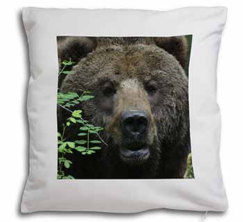 Beautiful Brown Bear Soft White Velvet Feel Scatter Cushion