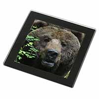 Beautiful Brown Bear Black Rim High Quality Glass Coaster