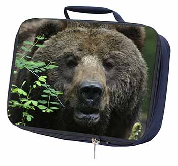 Beautiful Brown Bear Navy Insulated School Lunch Box/Picnic Bag