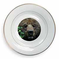 Beautiful Brown Bear Gold Rim Plate Printed Full Colour in Gift Box