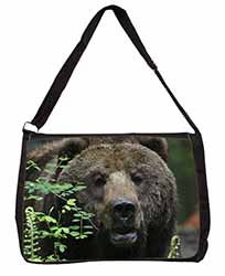 Beautiful Brown Bear Large Black Laptop Shoulder Bag School/College