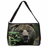 Beautiful Brown Bear Large Black Laptop Shoulder Bag School/College - Advanta Group®
