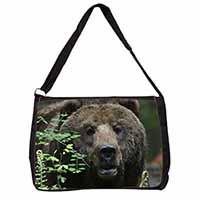 Beautiful Brown Bear Large Black Laptop Shoulder Bag School/College