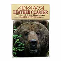Beautiful Brown Bear Single Leather Photo Coaster