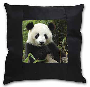 Beautiful Panda Bear Black Satin Feel Scatter Cushion