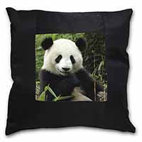 Beautiful Panda Bear Black Satin Feel Scatter Cushion