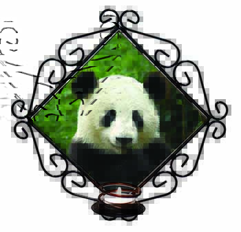 Beautiful Panda Bear Wrought Iron Wall Art Candle Holder