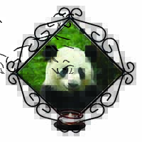 Beautiful Panda Bear Wrought Iron Wall Art Candle Holder
