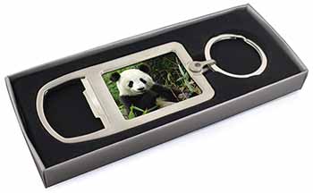 Beautiful Panda Bear Chrome Metal Bottle Opener Keyring in Box