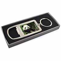 Beautiful Panda Bear Chrome Metal Bottle Opener Keyring in Box