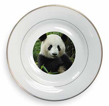 Beautiful Panda Bear Gold Rim Plate Printed Full Colour in Gift Box