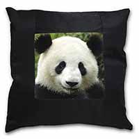 Face of a Giant Panda Bear Black Satin Feel Scatter Cushion