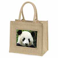 Face of a Giant Panda Bear Natural/Beige Jute Large Shopping Bag