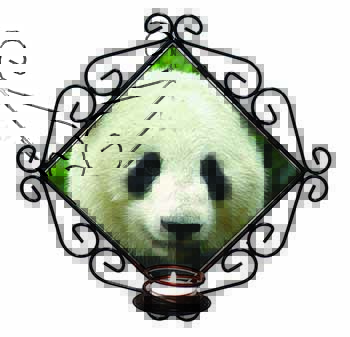Face of a Giant Panda Bear Wrought Iron Wall Art Candle Holder