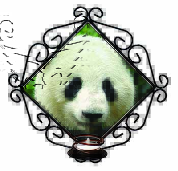 Face of a Giant Panda Bear Wrought Iron Wall Art Candle Holder