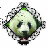 Face of a Giant Panda Bear Wrought Iron Wall Art Candle Holder