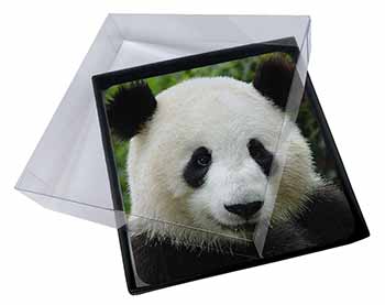 4x Face of a Giant Panda Bear Picture Table Coasters Set in Gift Box