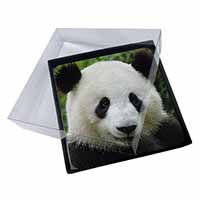 4x Face of a Giant Panda Bear Picture Table Coasters Set in Gift Box