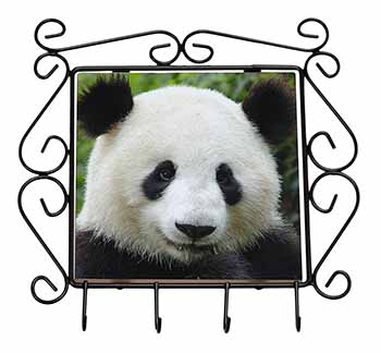 Face of a Giant Panda Bear Wrought Iron Key Holder Hooks