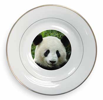 Face of a Giant Panda Bear Gold Rim Plate Printed Full Colour in Gift Box