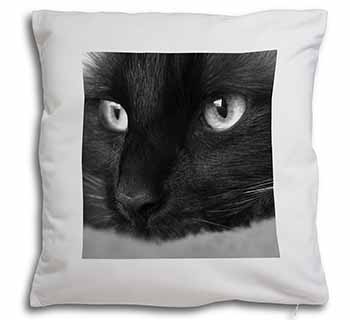 Gorgeous Black Cat Soft White Velvet Feel Scatter Cushion