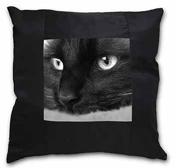 Gorgeous Black Cat Black Satin Feel Scatter Cushion