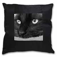 Gorgeous Black Cat Black Satin Feel Scatter Cushion