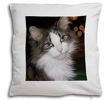 Beautiful Tabby Cat Soft White Velvet Feel Scatter Cushion