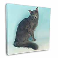 Silver Grey Javanese Cat Square Canvas 12"x12" Wall Art Picture Print