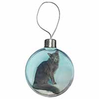 Silver Grey Javanese Cat Christmas Bauble