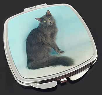 Silver Grey Javanese Cat Make-Up Compact Mirror