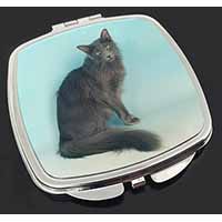 Silver Grey Javanese Cat Make-Up Compact Mirror