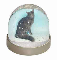 Silver Grey Javanese Cat Snow Globe Photo Waterball