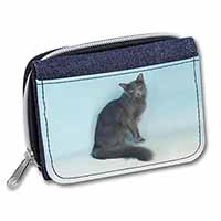 Silver Grey Javanese Cat Unisex Denim Purse Wallet