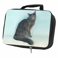 Silver Grey Javanese Cat Black Insulated School Lunch Box/Picnic Bag