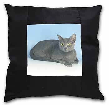 Silver Grey Thai Korat Cat Black Satin Feel Scatter Cushion