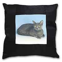Silver Grey Thai Korat Cat Black Satin Feel Scatter Cushion