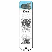 Silver Grey Thai Korat Cat Bookmark, Book mark, Printed full colour