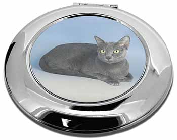 Silver Grey Thai Korat Cat Make-Up Round Compact Mirror