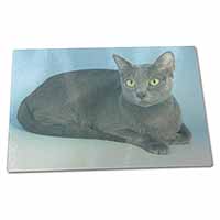 Large Glass Cutting Chopping Board Silver Grey Thai Korat Cat