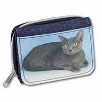 Silver Grey Thai Korat Cat Unisex Denim Purse Wallet