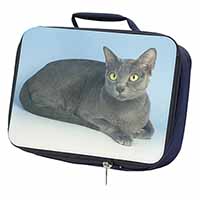 Silver Grey Thai Korat Cat Navy Insulated School Lunch Box/Picnic Bag