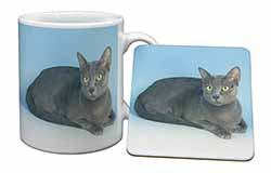 Silver Grey Thai Korat Cat Mug and Coaster Set