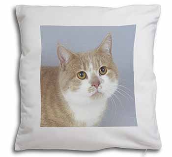 Ginger+White Manx Cat Soft White Velvet Feel Scatter Cushion