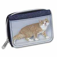 Ginger+White Manx Cat Unisex Denim Purse Wallet