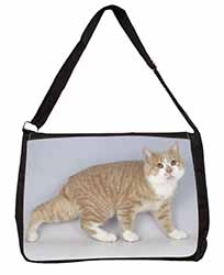 Ginger+White Manx Cat Large Black Laptop Shoulder Bag School/College