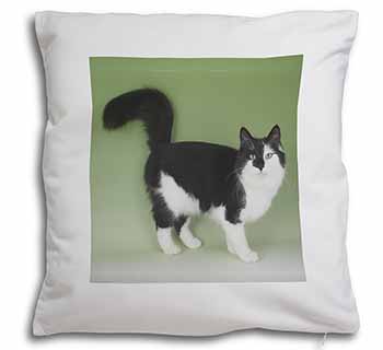 Black+White Norwegian Forest Cat Soft White Velvet Feel Scatter Cushion