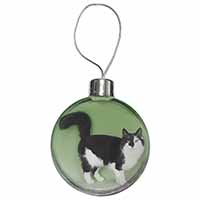 Black+White Norwegian Forest Cat Christmas Bauble