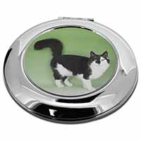 Black+White Norwegian Forest Cat Make-Up Round Compact Mirror